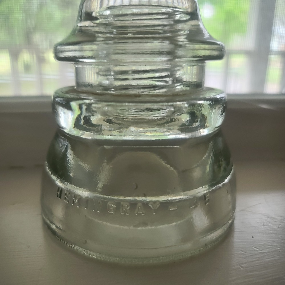 Vtg Hemingray No 45 Clear Glass Telephone Electric Line Insulator Made IN U.S.A.
